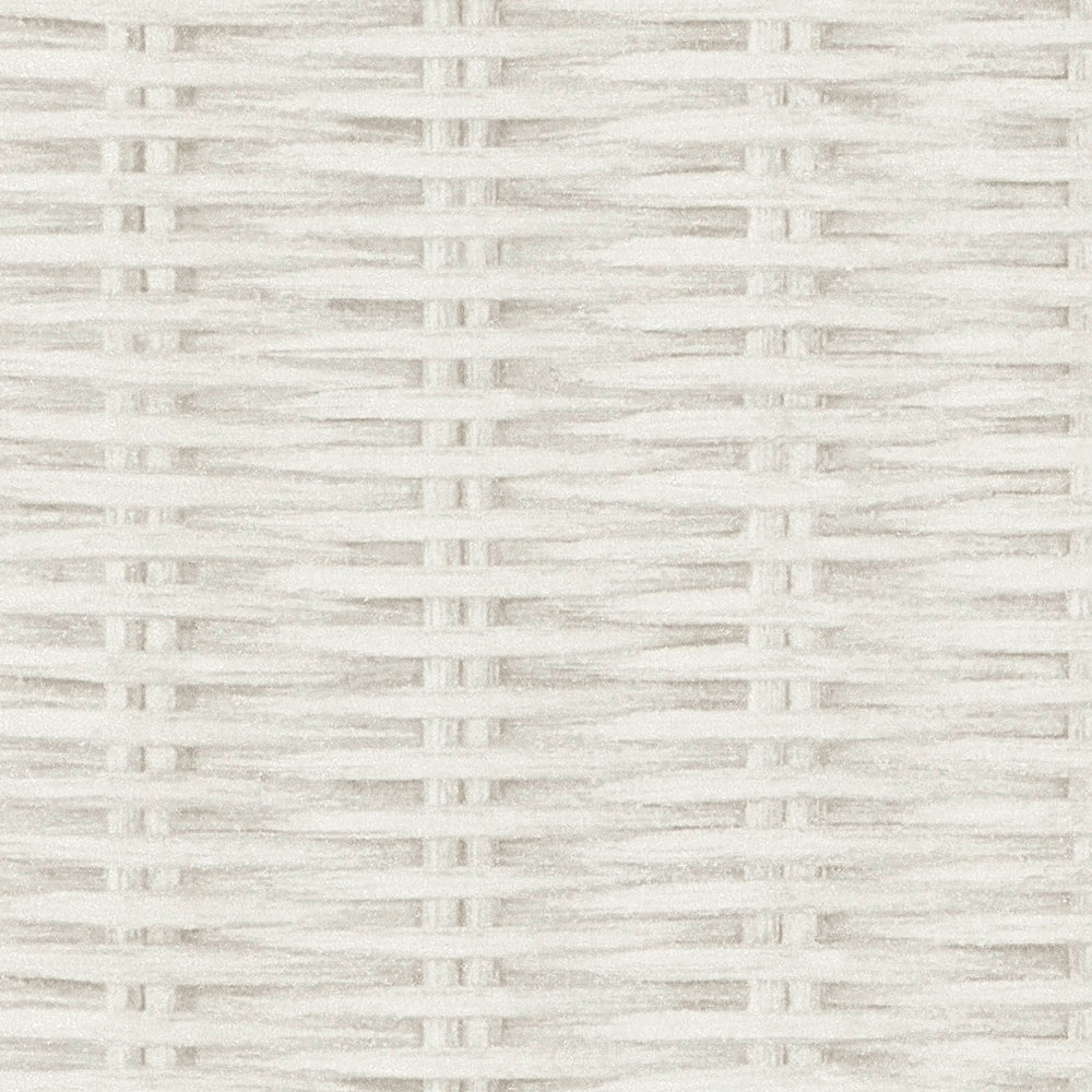             Papier peint intissé rotin motif - blanc, gris
        