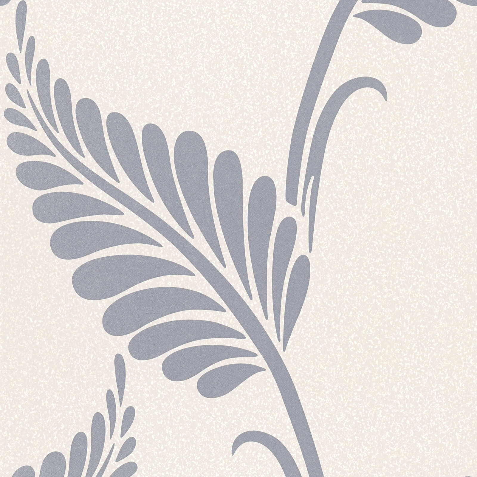 Paper wallpaper with leaves in floral style glossy - Greige, Silver
