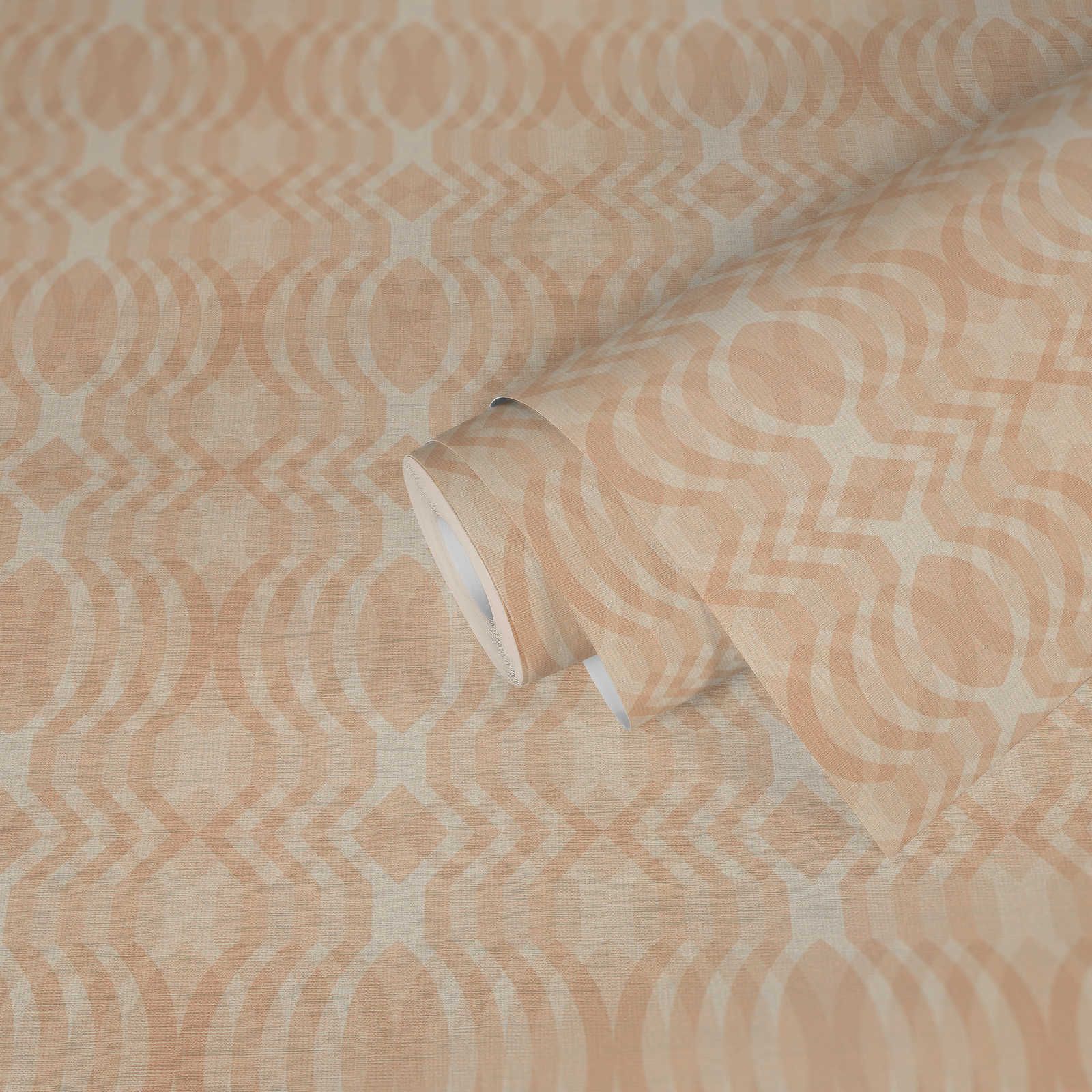             papier peint rétro légèrement structuré à motifs géométriques - beige, crème, blanc
        