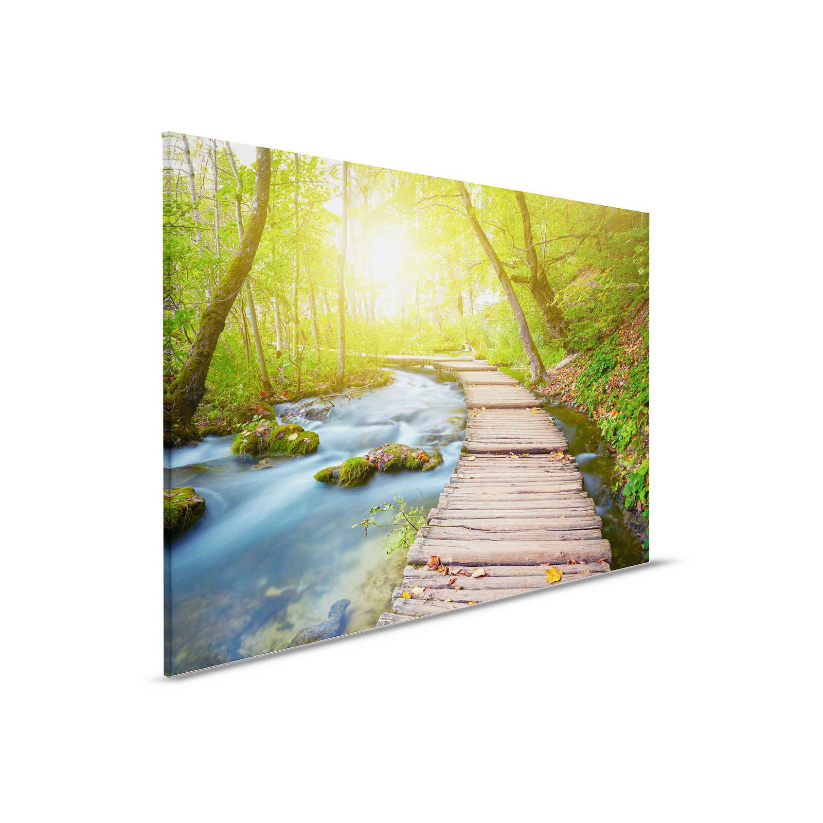         Nature Canvas painting with footbridge over river in forest - 0.90 m x 0.60 m
    