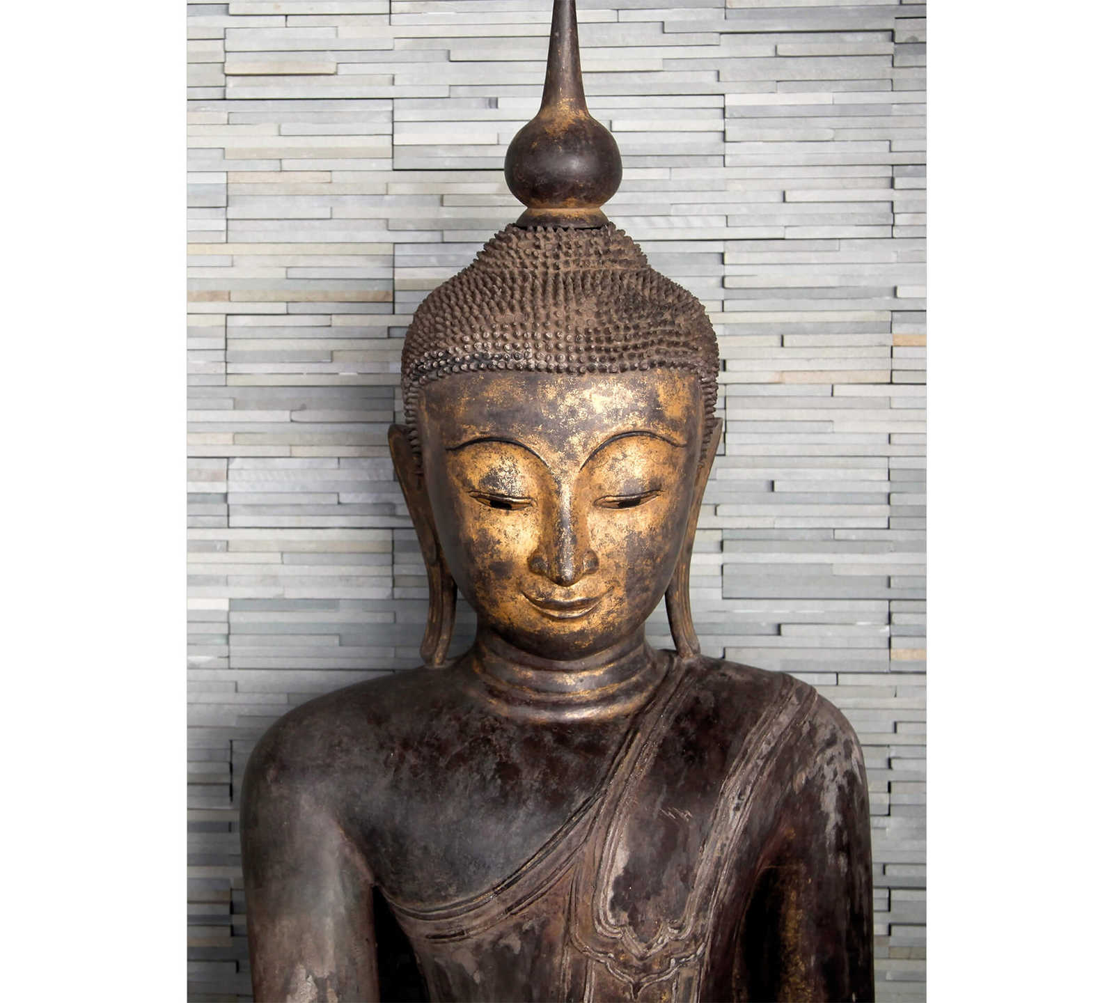         Photo wallpaper narrow with Buddha - Brown, Grey
    