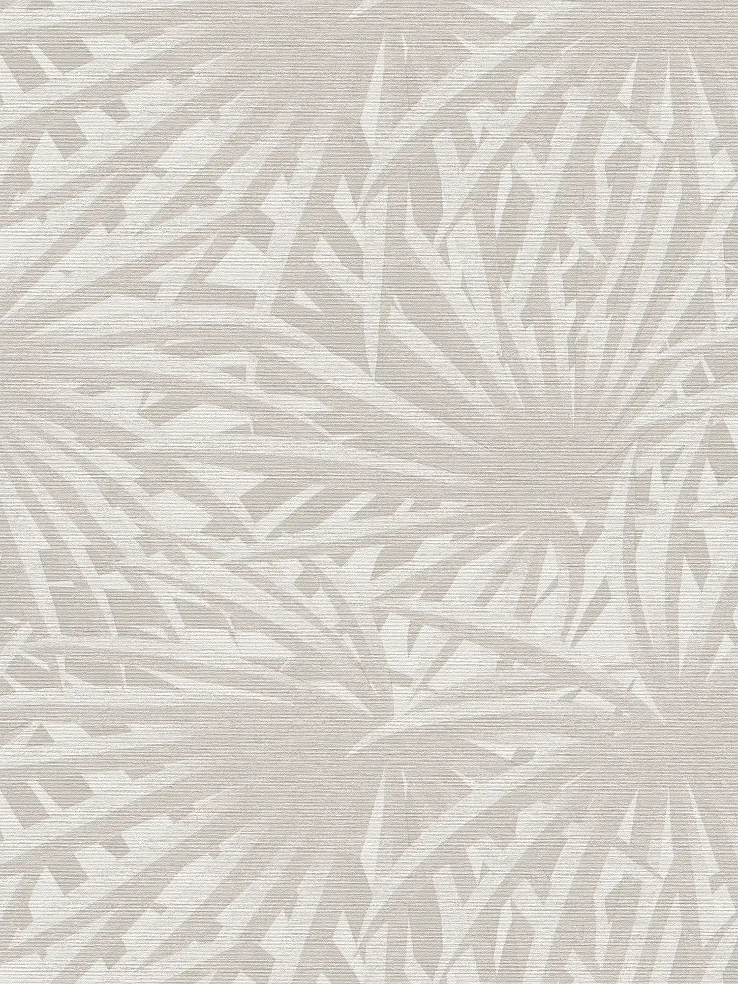 Papel pintado no tejido con diseño de hoja con brillo metálico - gris, metálico, blanco

