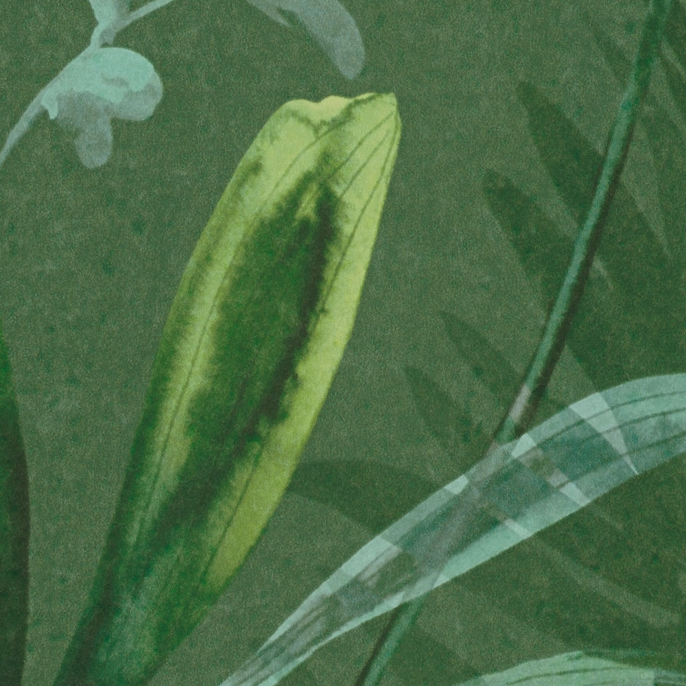             papel pintado no tejido con hojas verdes en estilo acuarela - verde
        