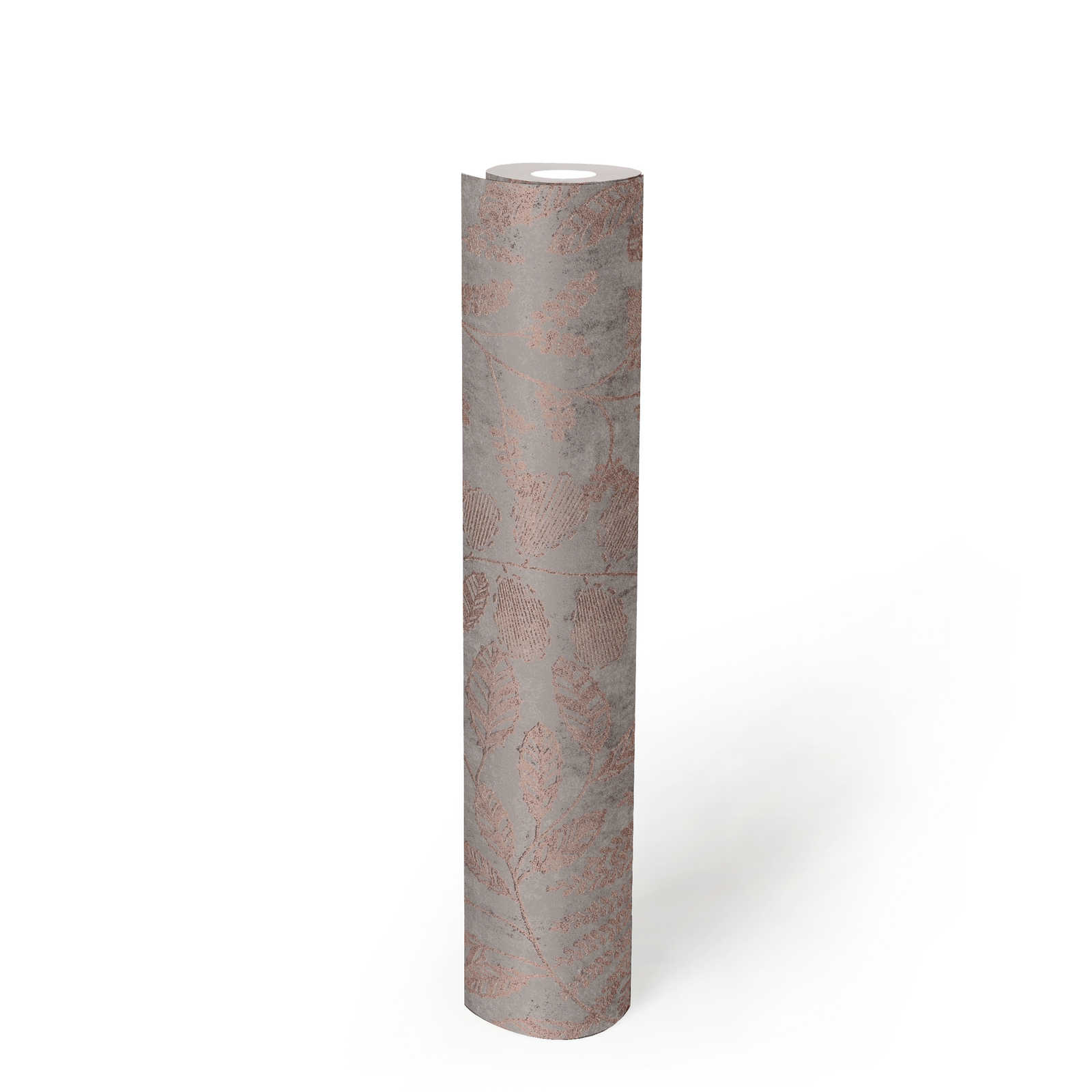            Metallic wallpaper leaf pattern in skandi style - grey, metallic
        