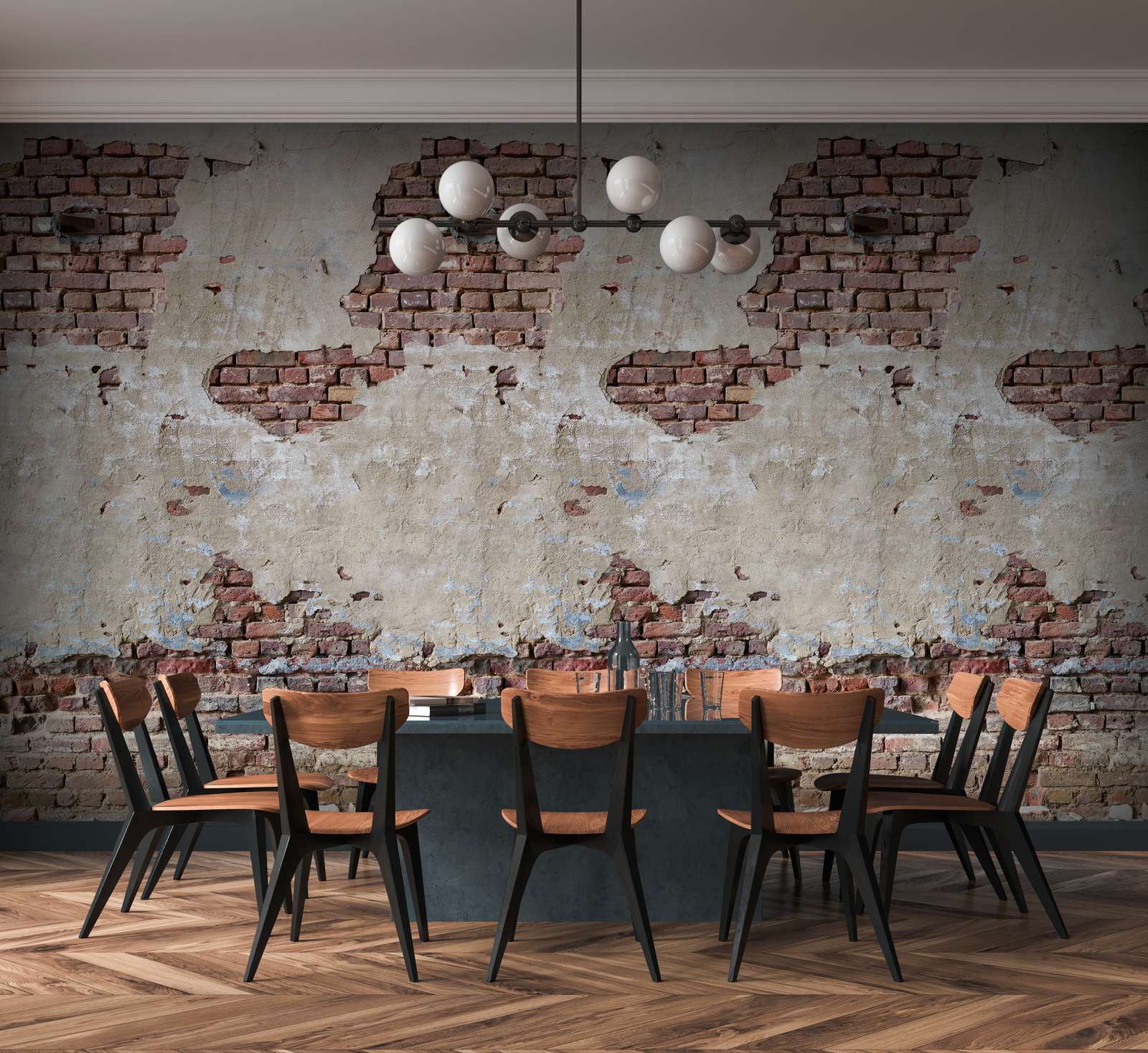            Brick Wall Wallpaper in Used Look - Beige, Brown, Cream
        