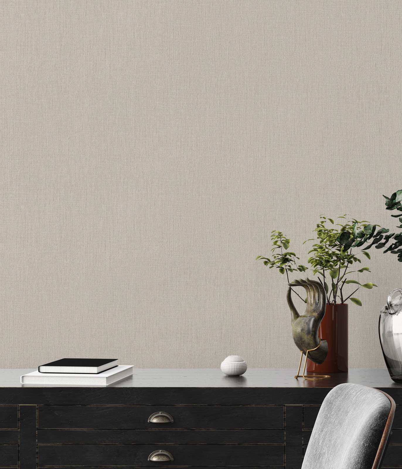             Textured non-woven wallpaper with a matt look - Beige
        