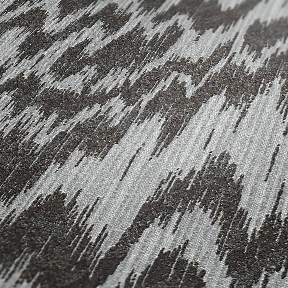             Papel pintado no tejido de estilo étnico con diseño textil metálico - gris, metálico
        