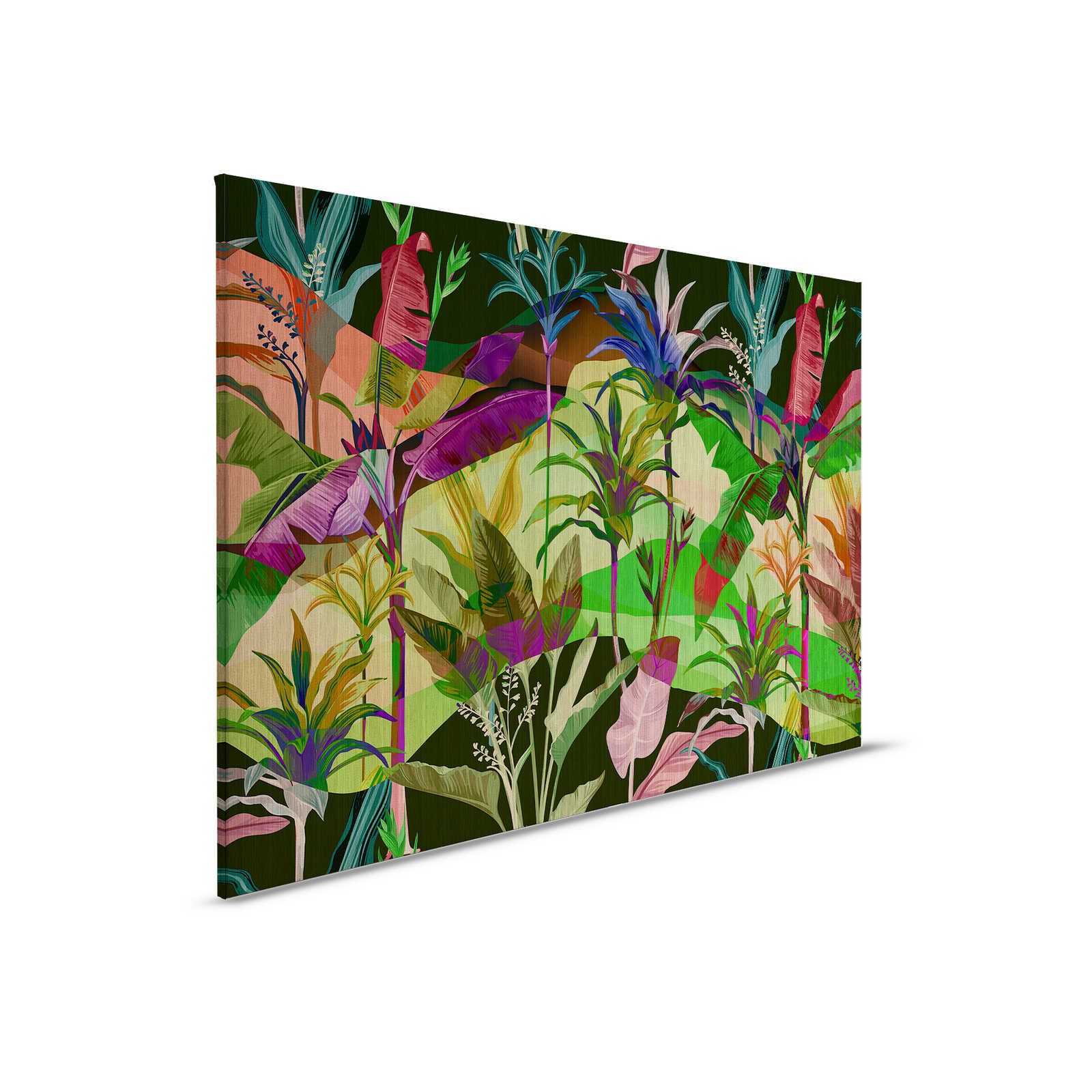 Palmyra 2 - Canvas painting Jungle leaves colourful design - 0,90 m x 0,60 m
