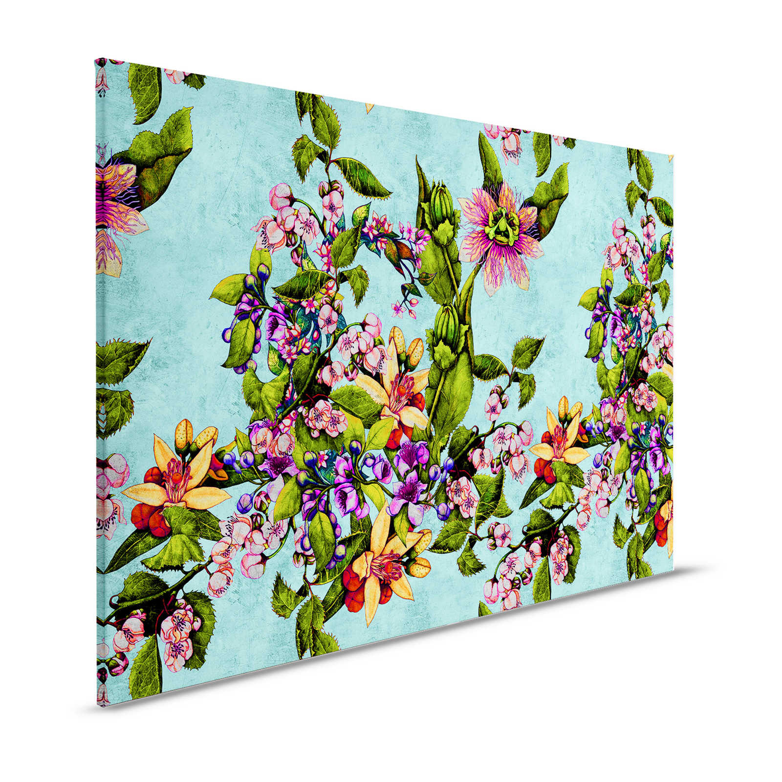 Tropical Passion 1 - Tropical Canvas Painting with Floral Pattern - 1.20 m x 0.80 m
